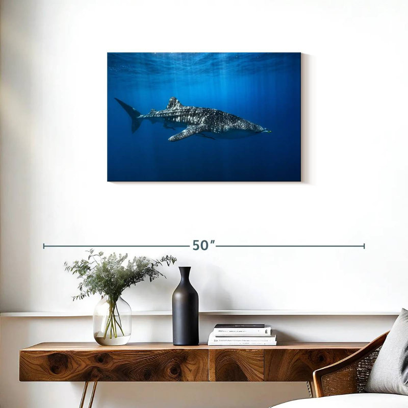Baleine Brampt dans le bleu, H 20 po x l 30 po
