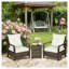 Ensemble de meubles de patio 3 pièces avec table et chaises en osier beige et brun