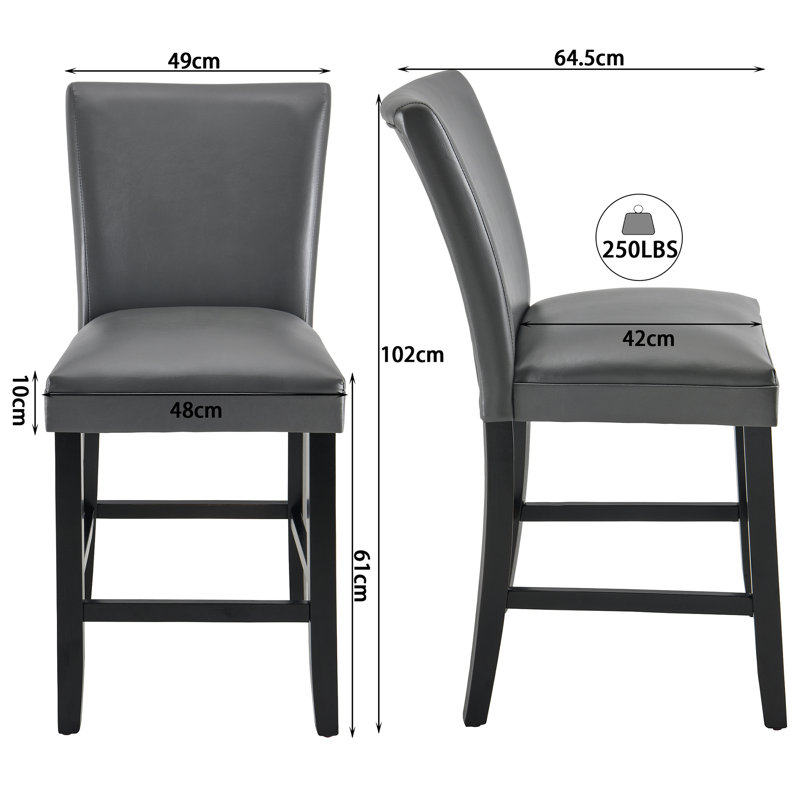 Ebian Upholstered Counter Stool with Solid Wood Frame, Grey