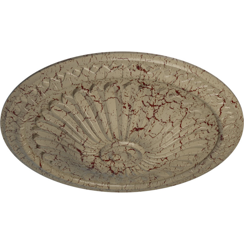 Médaillon de plafond Endurathane Tirana, diamètre extérieur de 13 7/8 po x 3 3/4 po x P 1 1/4 po (convient aux auvents jusqu'à 4 3/4 po), fini craquelé de bière racinaire peint à la main