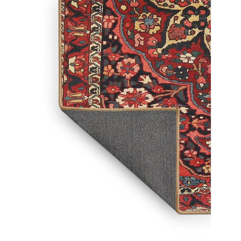 Tapis traditionnel rouge / noir, Rectangle 2 pi x 5 pi