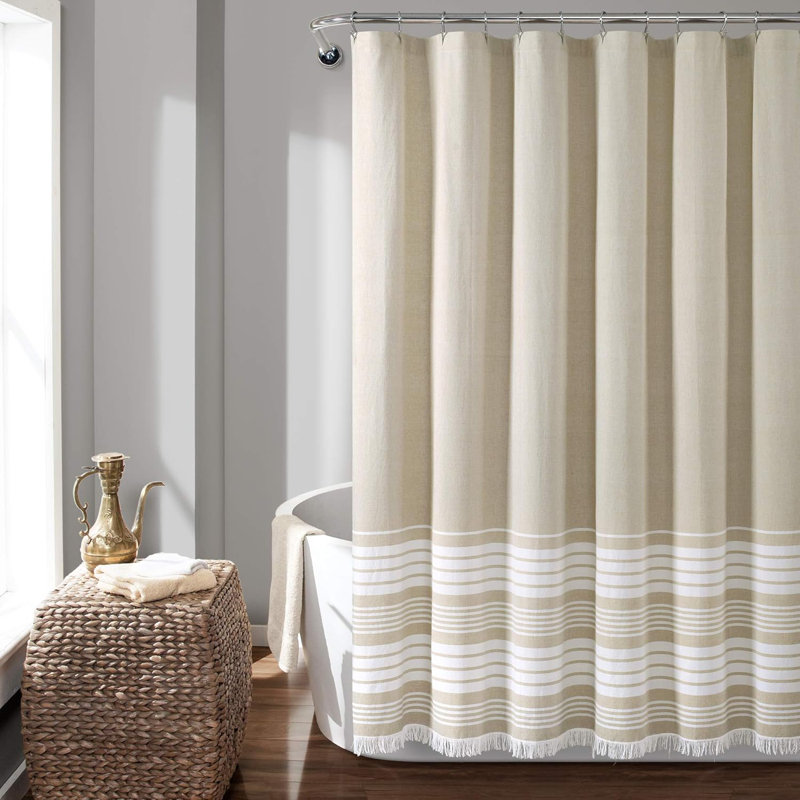 Cotton Shower Curtain Set, Taupe