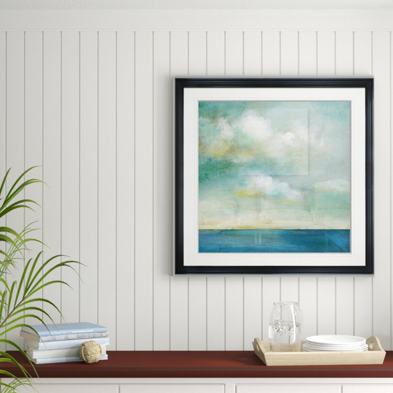 " Cloudscape I " Painting Print, 16" H x 16" W x 1.5" D, Gold Framed