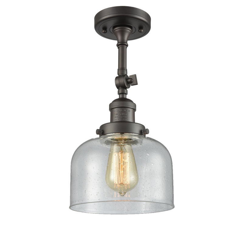 Plafonnier simple semi-encastré 8 lumières Handley, Bronze huilé, Grainé, Ampoule DEL rétro de 3,5 watts