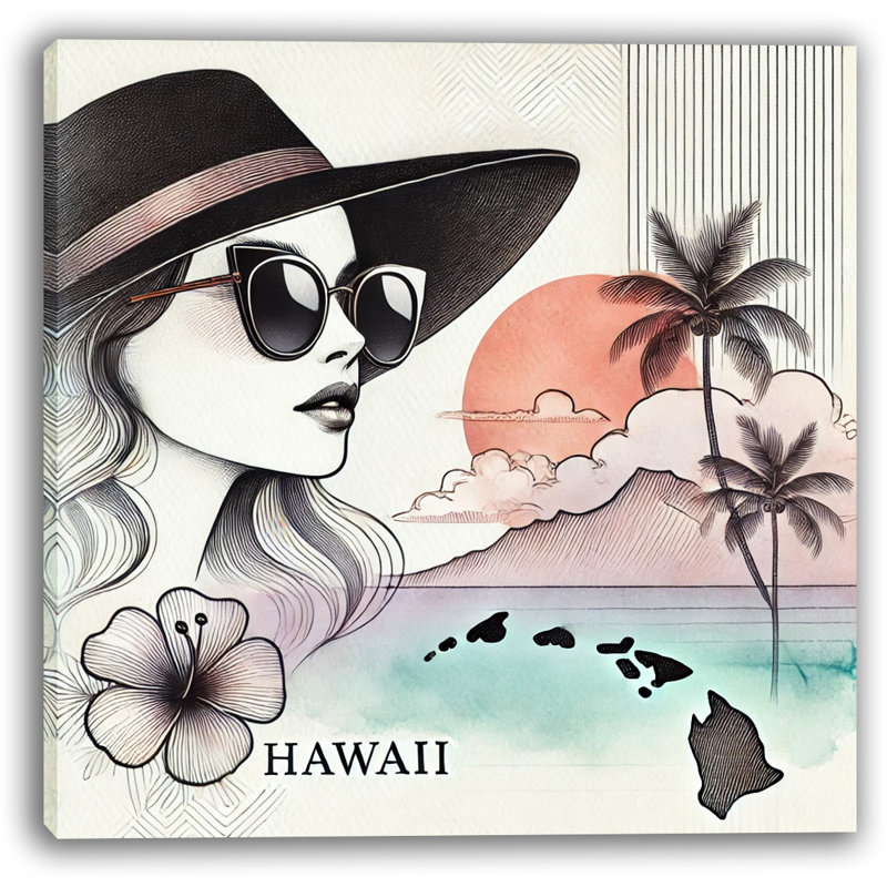«Hawaiian Island Elegance», art mural sur toile tendue, H 40 po x l 40 po