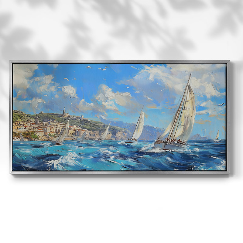Série paysage - CLIX - Toile tendue avec châssis encadré - Prêt à être accroché, H 25 po x l 49 po, Argent argent