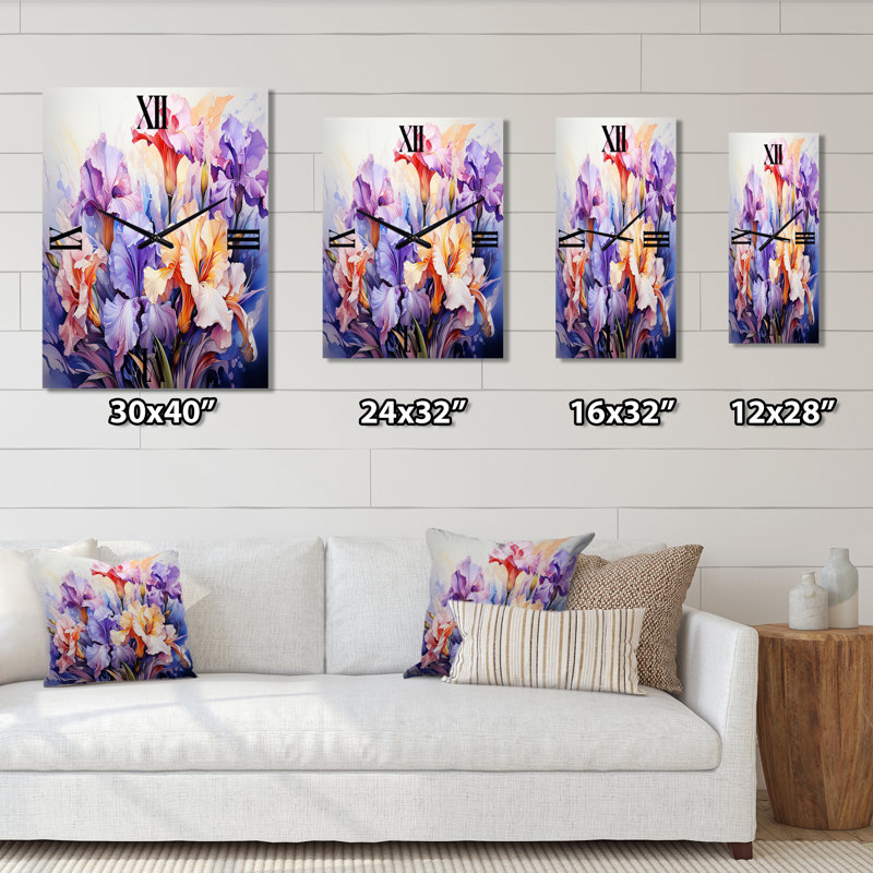 Meadow Iris Whispers I - Horloges murales florales, Médium