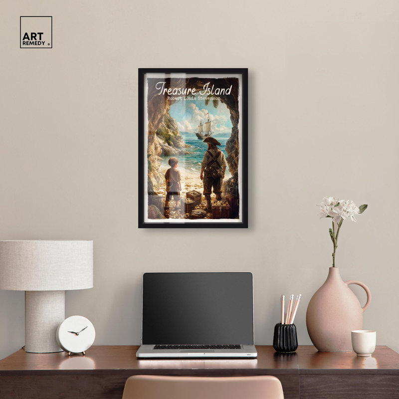 «Treasure Island Classic Shadowbox Print» par Art Remedy, H 25 po x l 17 po, Noir