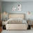 Modern Metal Bed Frame With Curved Upholstered Headboard And Footboard Bed With Under Bed Storage, Heavy Duty Metal Slats-475410223-475410220