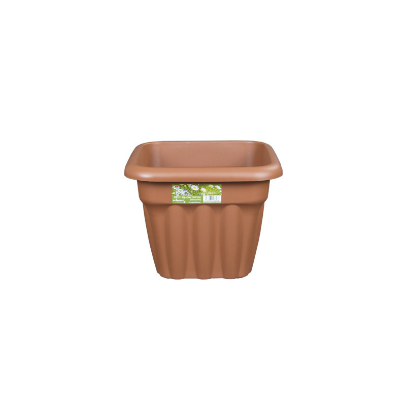Wham Vista Square Planter, Terracotta, 25cm H x 33cm W x 33cm D, 5