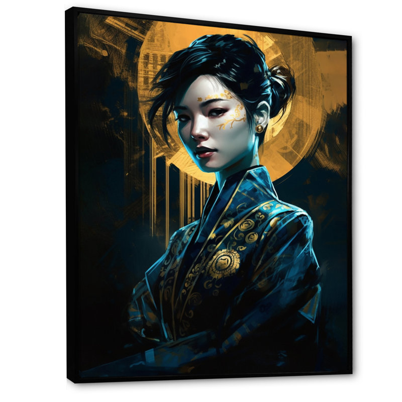 Japonaise, modèle féminin III - impression, H 40 po x l 30 po x P 1,5 po, Cadre flottant noir