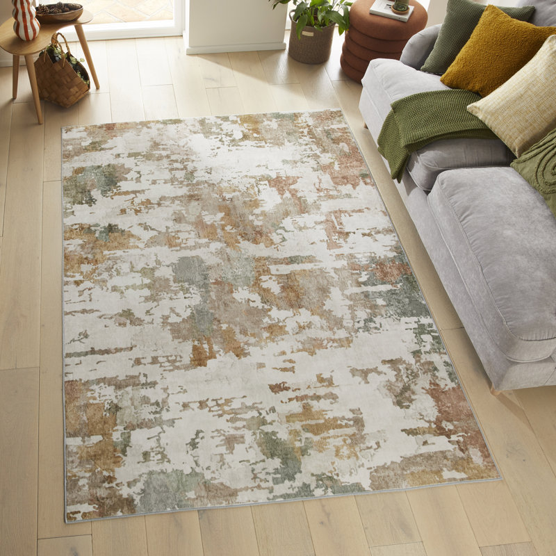 Abstract Rust Washable/Stain Guarded Area Rug, Rectangle 120 x 180 cm
