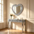 Console Table and Heart-Shaped Mirror Set Modern Glam Stylish