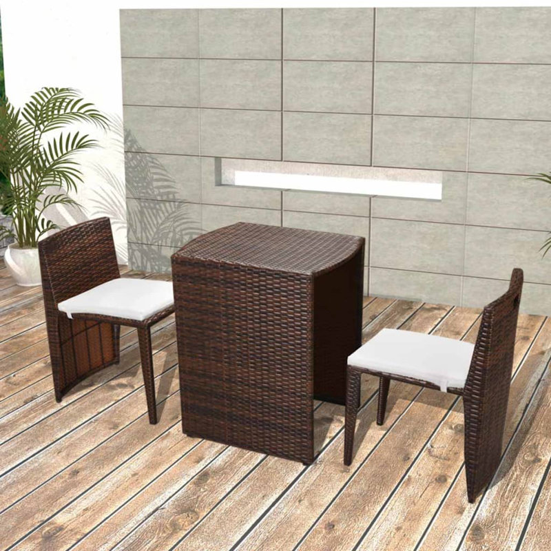 Ensemble bistro rectangulaire pour 2 personnes 23,6 po, Brun