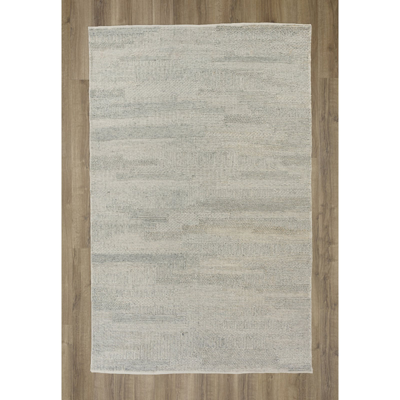 Tapis 100% polyester tissé à la main, Argent argent, 5 pi x 8 pi