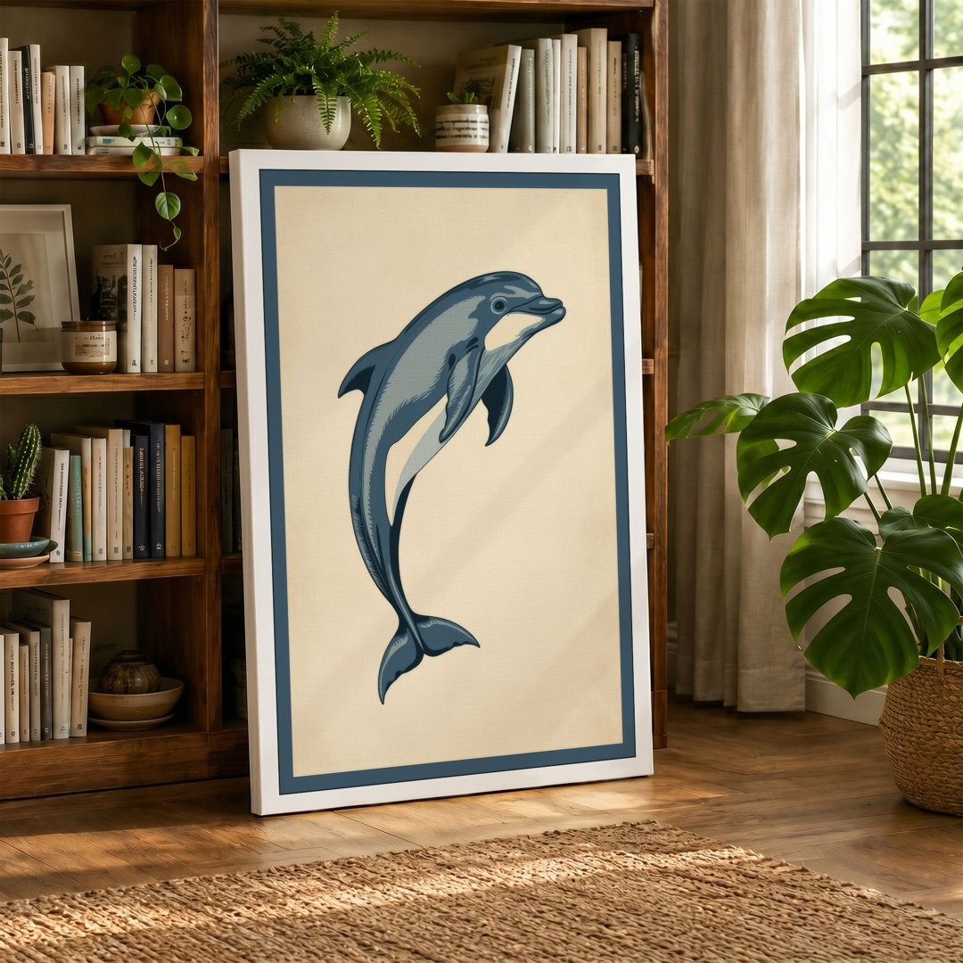 Leaping Dolphin Coastal - Wrapped Canvas