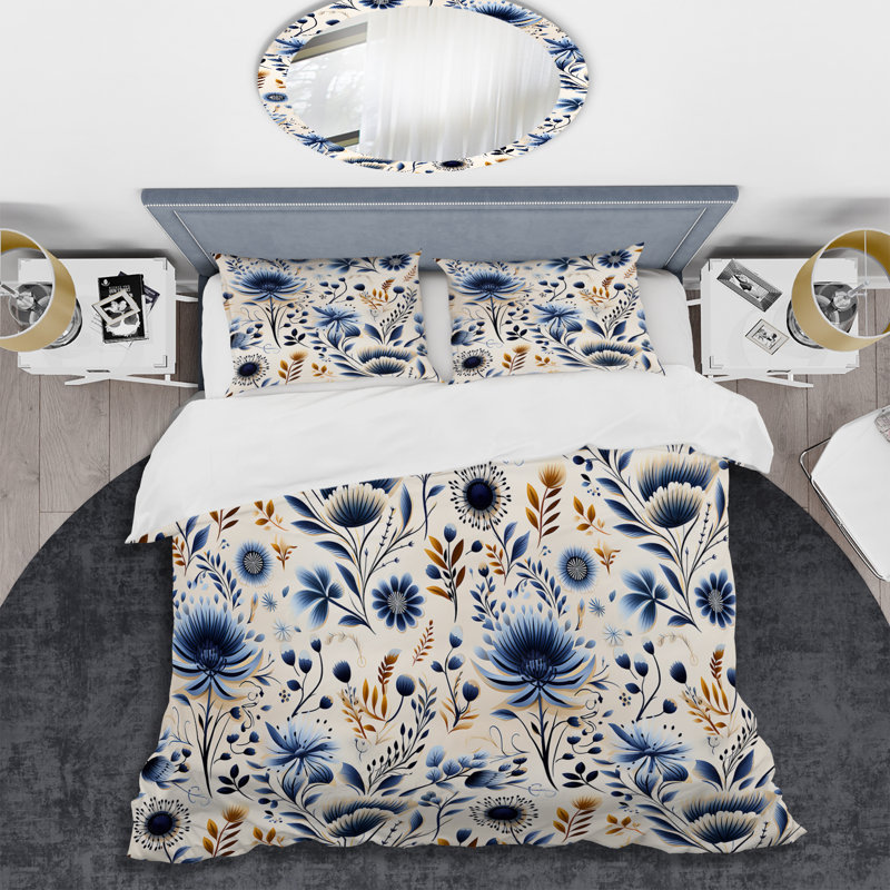 Ensemble de housse de couette Moroccan Influence Floral Botanics Alisan, Housse de couette simple + 1 taie décorative stan
