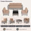 Ensemble de conversation d'extérieur avec rangement, ensemble de mobilier de patio en résine tressée 6 pièces, groupe de sièges modulable 5 personnes avec coussins, mobilier d'extérieur et de patio, kaki-1299546341