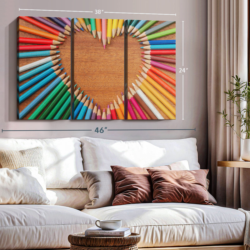 «Heart Shaped Pencils» sur toile, H 48 po x l 74 po