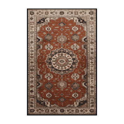 Machine Washable Persian Brown Area Rug