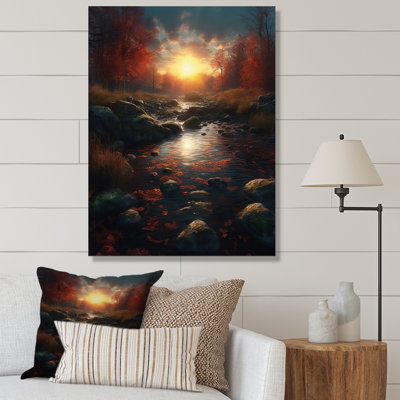 «Sunset Beauty Autumn Day At The Lake», reproduction d'art sur toile