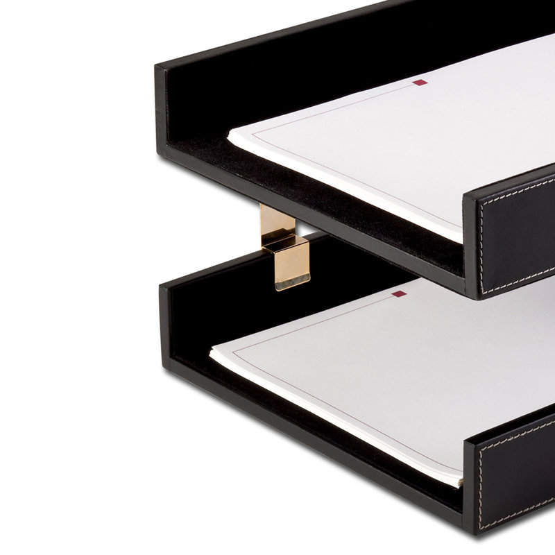 Lester Leather Stackable Paper Organizer