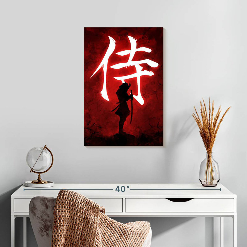 Leisha Samurai sur fond rouge, H 24 po x l 16 po