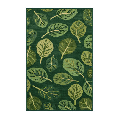 Washable Spinach Spinacia oleracea Vegetables Area Rug