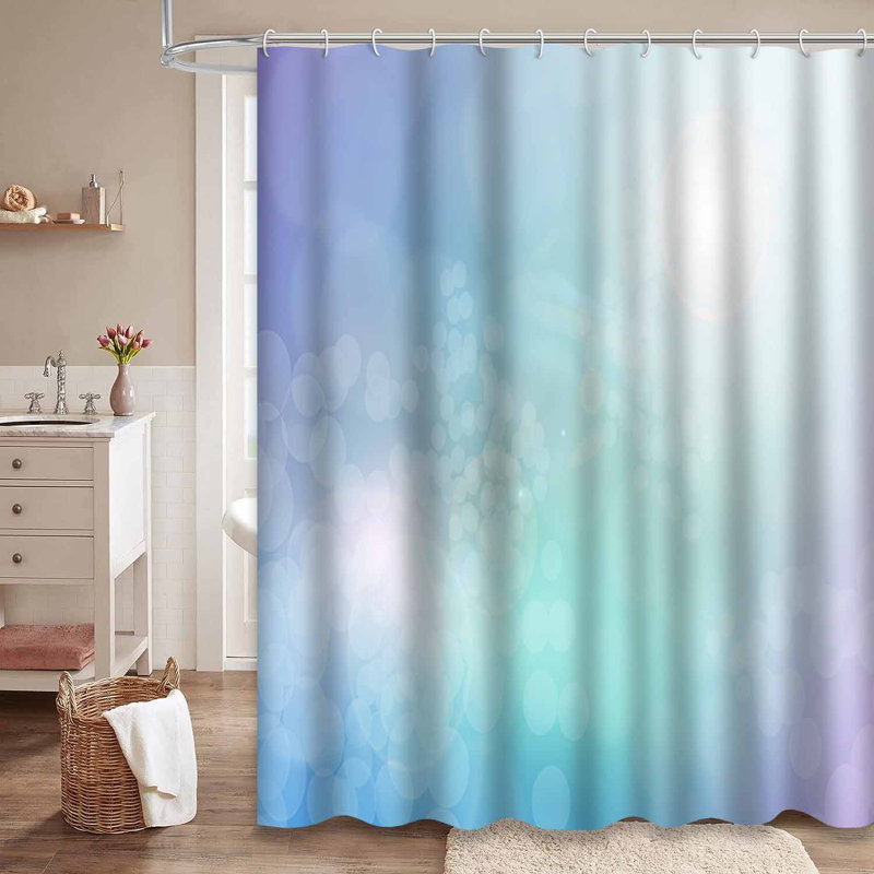 Rideau de douche à motif abstrait pastel bleu doux avec 12 crochets, L 72 po x l 84 po