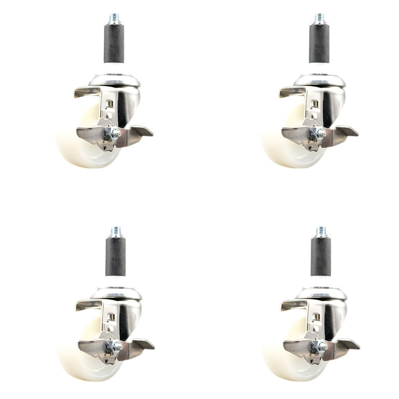Nylon Swivel Expanding Stem Caster Set Brake