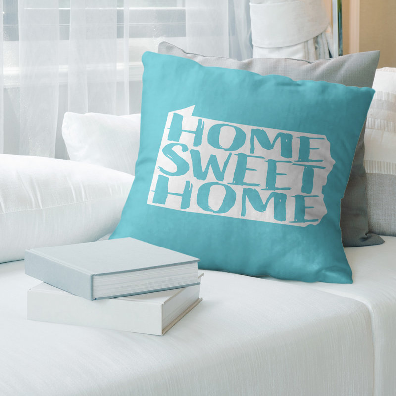 Coussin Home Sweet, 26 po x 26 po, Pennsylvanie , Bleu sarcelle