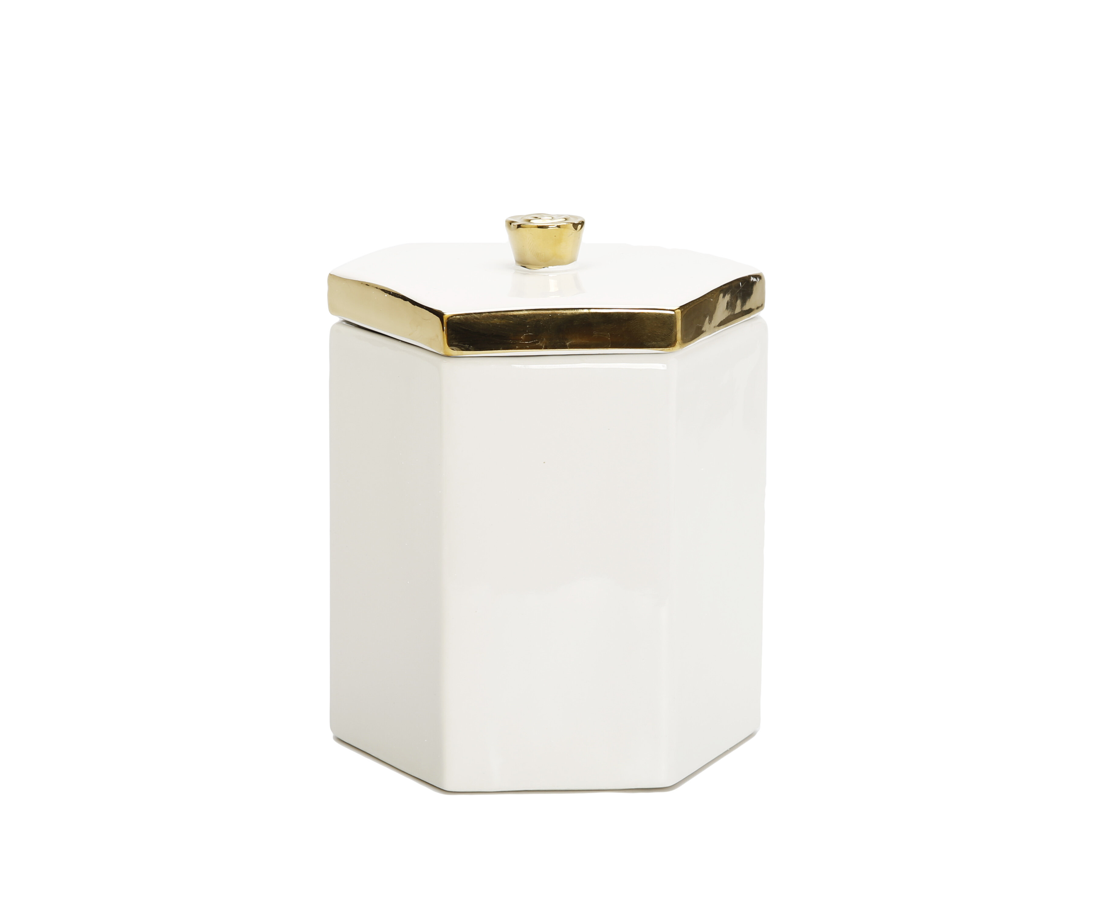 Classic Touch White Marble Decorative Box W/ Gold Hexagon Design On cover