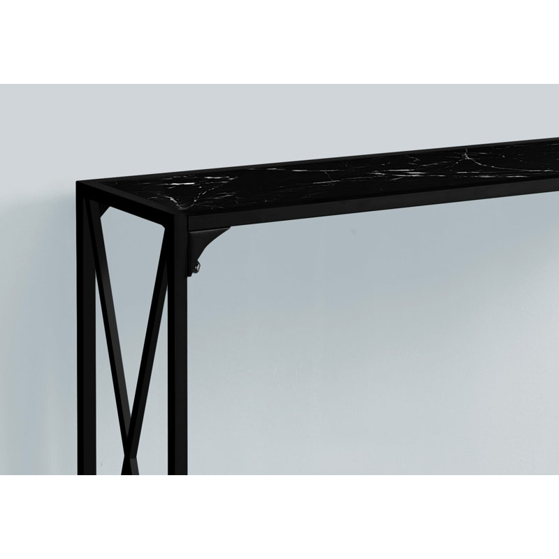 Table d'appoint Callis, console, vestibule, étroit, canapé, salon, chambre à coucher, métal, stratifié, Noir