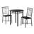 Richard 3Pc Dining Table Set And 2 Chairs, Black Metal, Leather Like Fabric