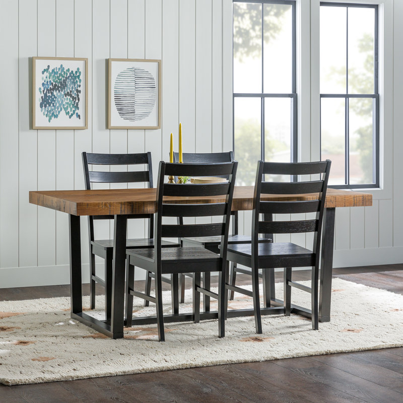 Ensemble repas 7 pièces Amarapal, Chêne rustique, 5 pièces: table, 4 chaises