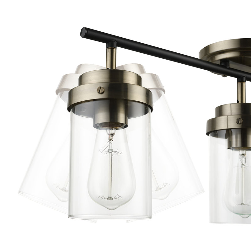 Adelaide Matte Black and Antique Brass 3-Light Track Kit with Clear Glass