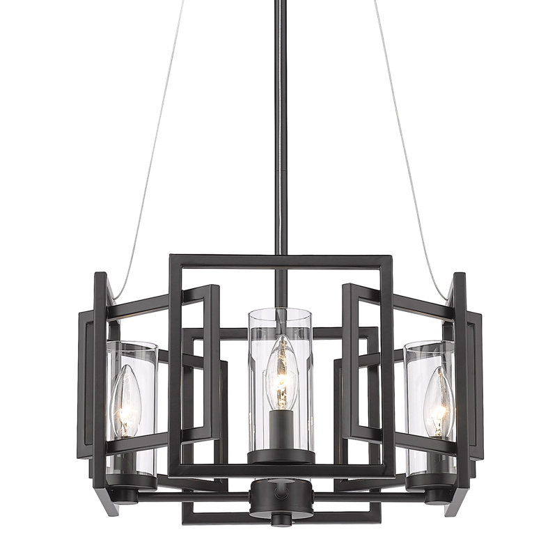 Lustre géométrique à 4 lumières Newlin, Noir mat