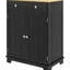Buffet avec comptoir et portes en bois massif - noir vieilli, 2 tiroirs, tablette réglable pour le rangement de la cuisine en comptoir noir, portes, utilisation