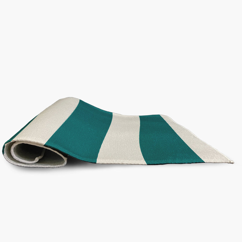 Tapis intérieur / extérieur rayé bleu sarcelle à tissage plat Riam, Rectangle 3 pi x 5 pi