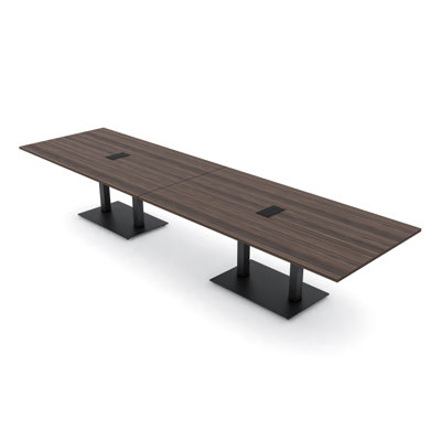 Rectangle Conference Table with Double Metal Post Base | Electrical Unit