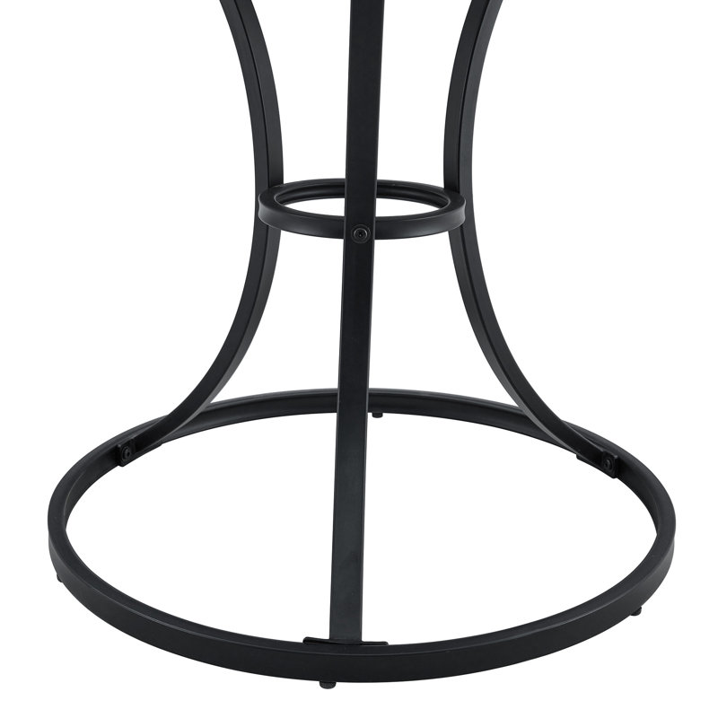 Table de salle à manger ronde moderne 33,3 po avec 4 chaises en lin et coton noir, pieds en métal élégants et confortables