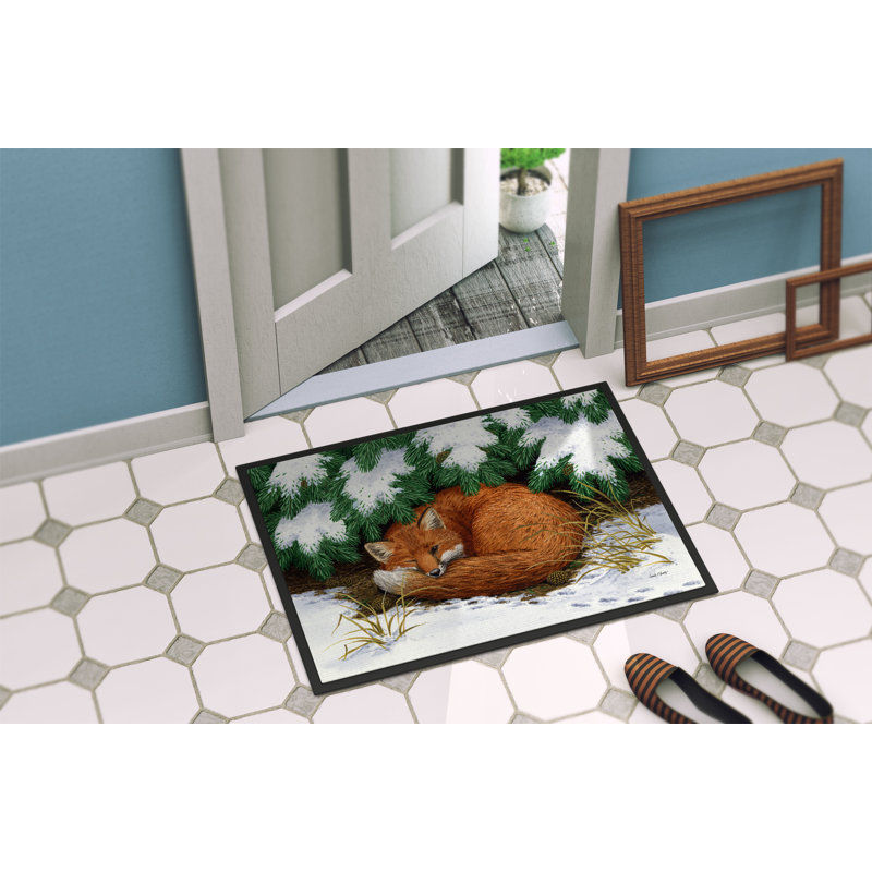 Tapis de porte d’extérieur anti-dérapant fox naptime, 1 pi 6 po x 2 pi 3 po