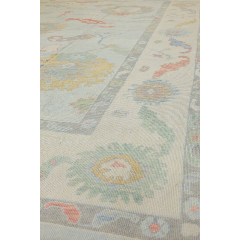 New Turkish Oushak Wool On Wool 12Ft2inx15ft4in Sky