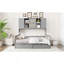 Lit de jour en bois double avec 2 tiroirs, armoire et tablette tout-en-un, gris
