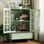 Buffet de chambre à coucher avec portes doubles en verre et tiroir Mint. Fabrication de qualité supérieure, base en bois massif, panneaux trempés. Tablette réglable, compartiment de tiroir pratique. 28 po x l 15 po x 38 po, 48,4 po