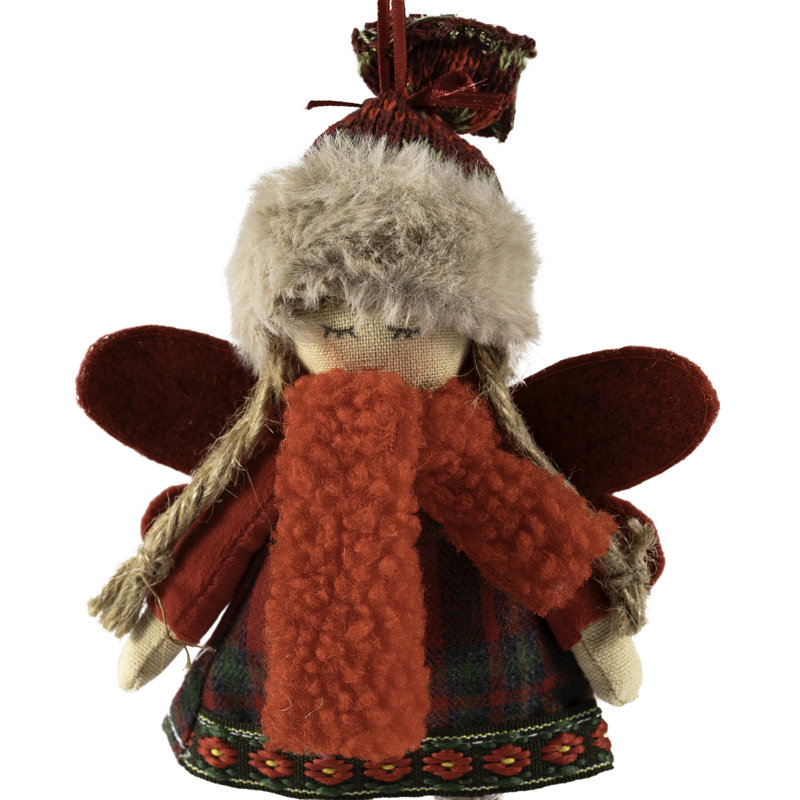 Angel Girl With Knitted Winter Hat Christmas Ornament