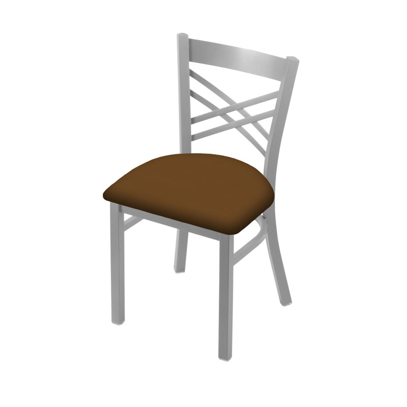 Catalina 18'' H Upholstered Metal Side Chair, Anodized Nickel, Vinyl-Canter Thatch
