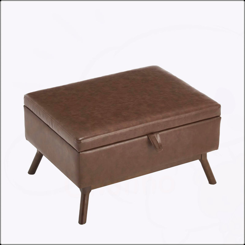 Banc de rangement de table basse Mid-Century moderne, assemblé, multifonctionnel pour le salon et le vestibule, Brun