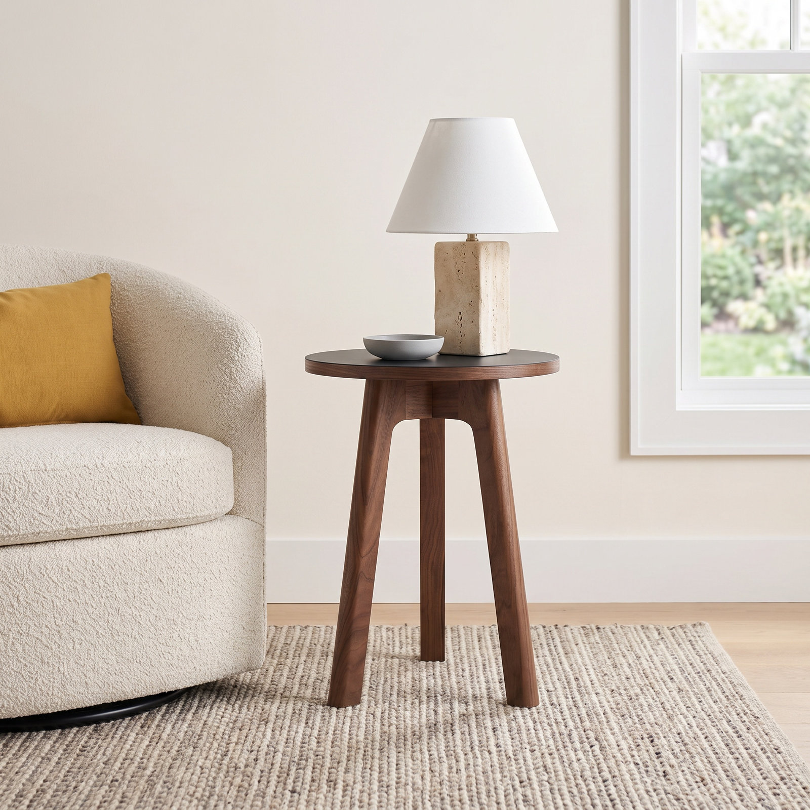 Apt End Table, 21" H x 16" W x 16" D, Black, Walnut