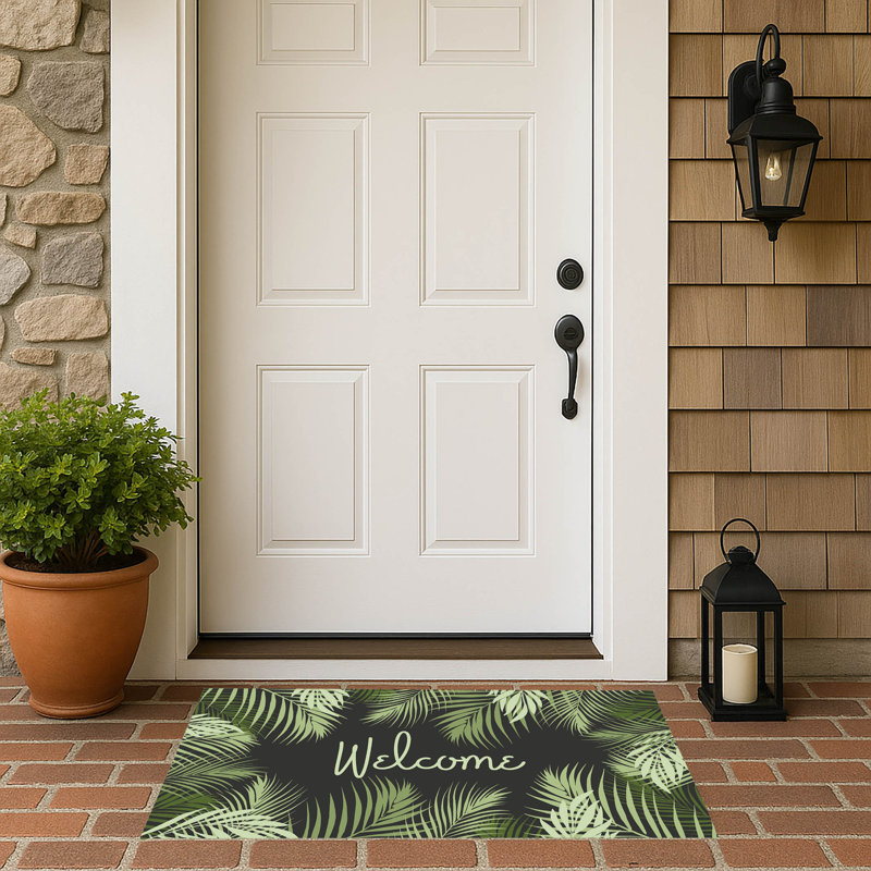 Paillasson Waving Palm Welcome, Gris anthracite, L 34 po x L 21 po